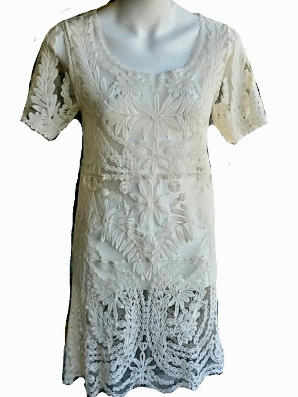 Vera & Lucy  Floral Sheer Lace Boho Rimantic Dress Size Medium